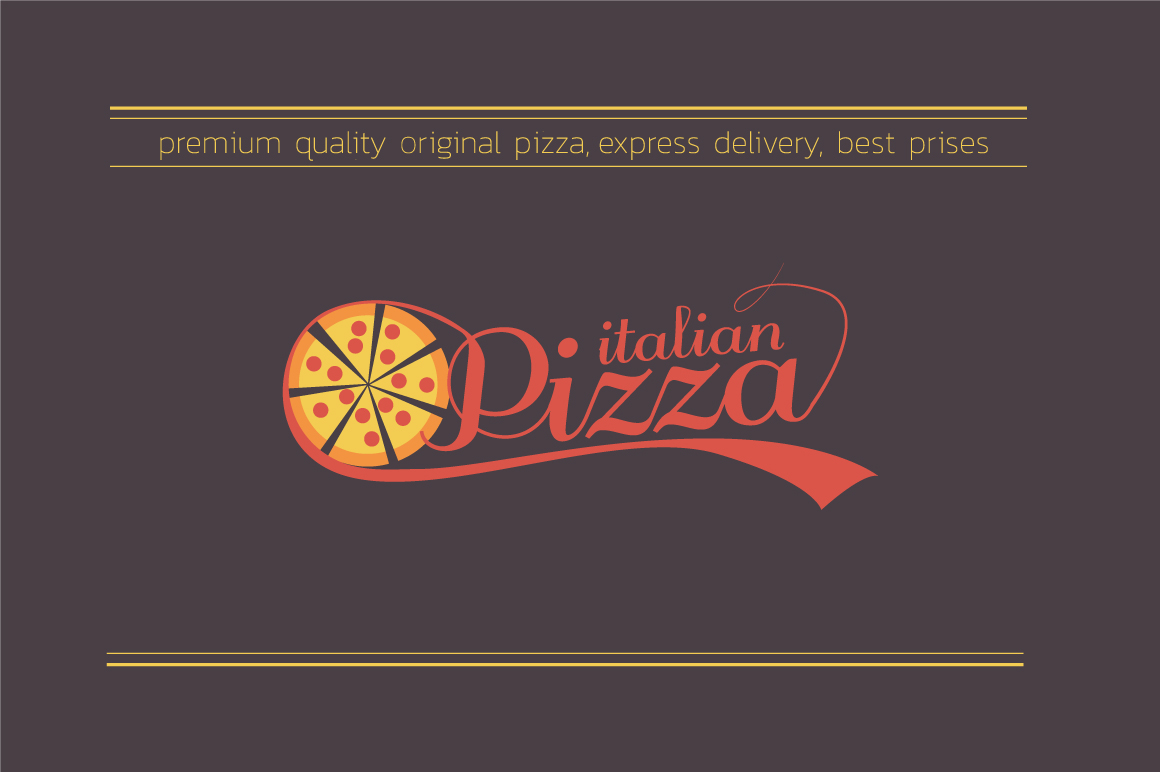 Pizza logo Label design italian meal cafe delivery slice Italy red business concept sign