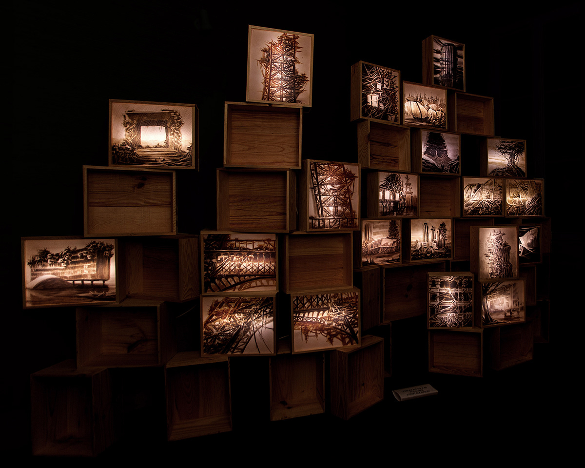 Némo Tral lighboxe Boite Lumineuse installation pyramide Paris Ruine decay boxes cherche-midi