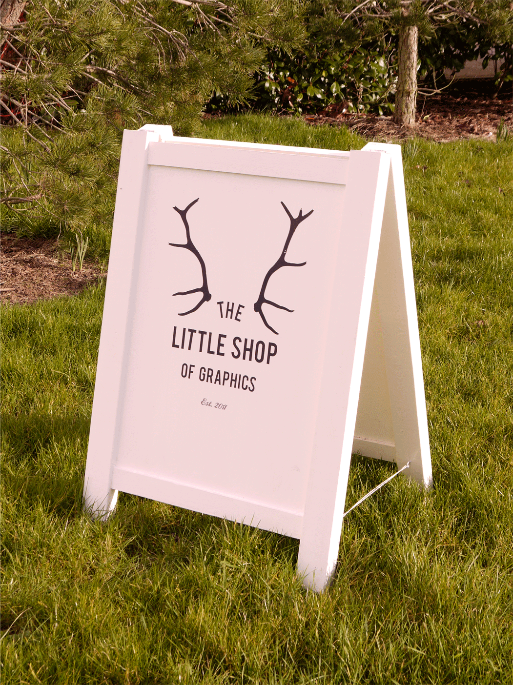 Graphic Shop antlers deer wayfinding branding  shop logo Screen printed logo