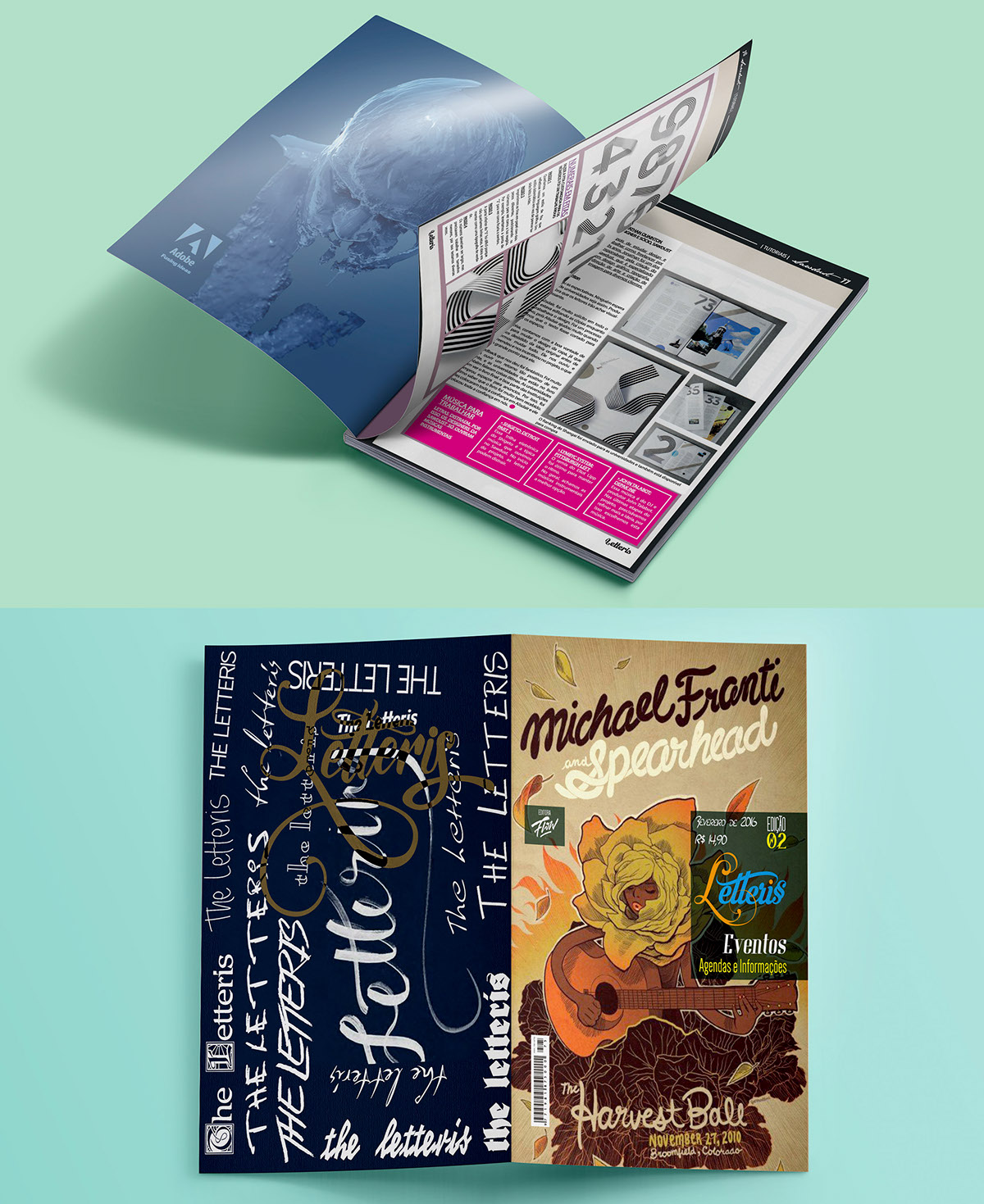 editoral design lettering box GIZ notebook Illustrator magazine photoshop