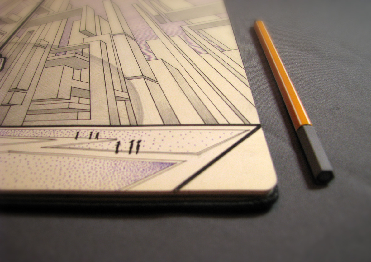 moleskine Linear perspective sketchbook 3D sketch Folio A3 Living in a linear perspective