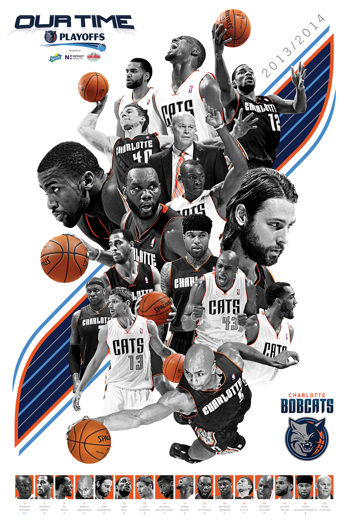 Charlotte bobcats NBA Playoffs poster basketball sports collage
