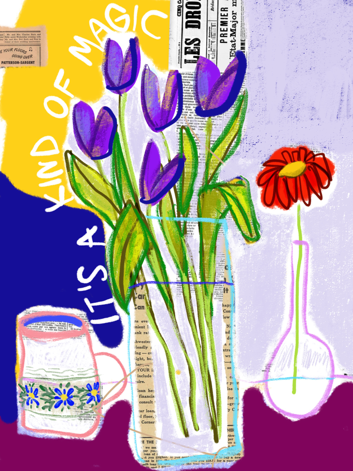 ILLUSTRATION  digital illustration collage art Art illustration Plant Illustration Pop Art colorful decorative flower Plant