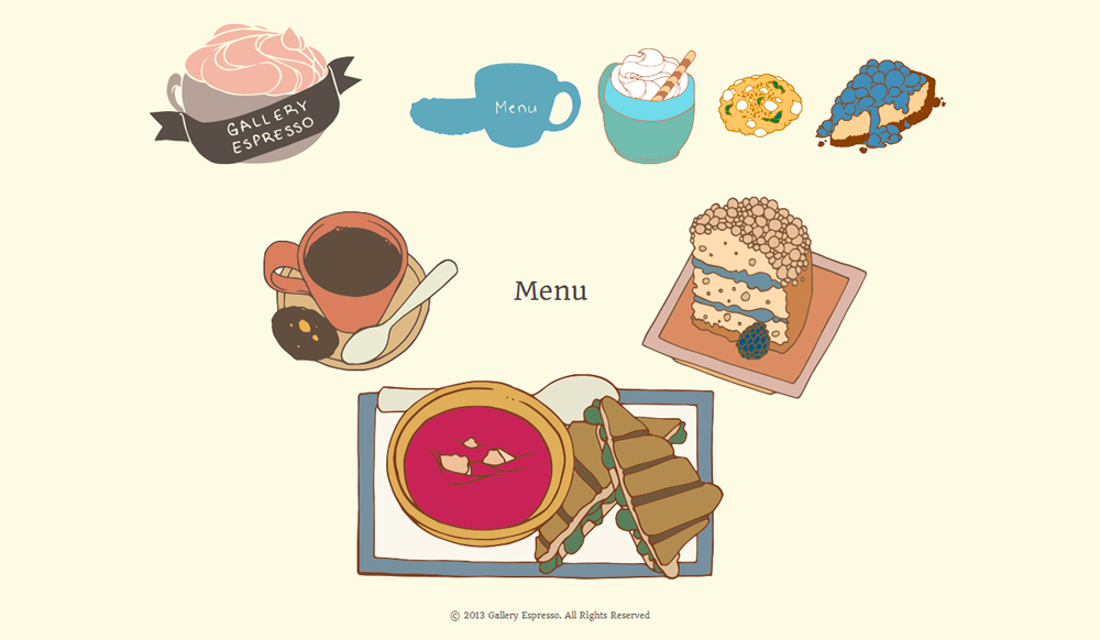 Coffee shop gallery espresso cute pastel Website digital