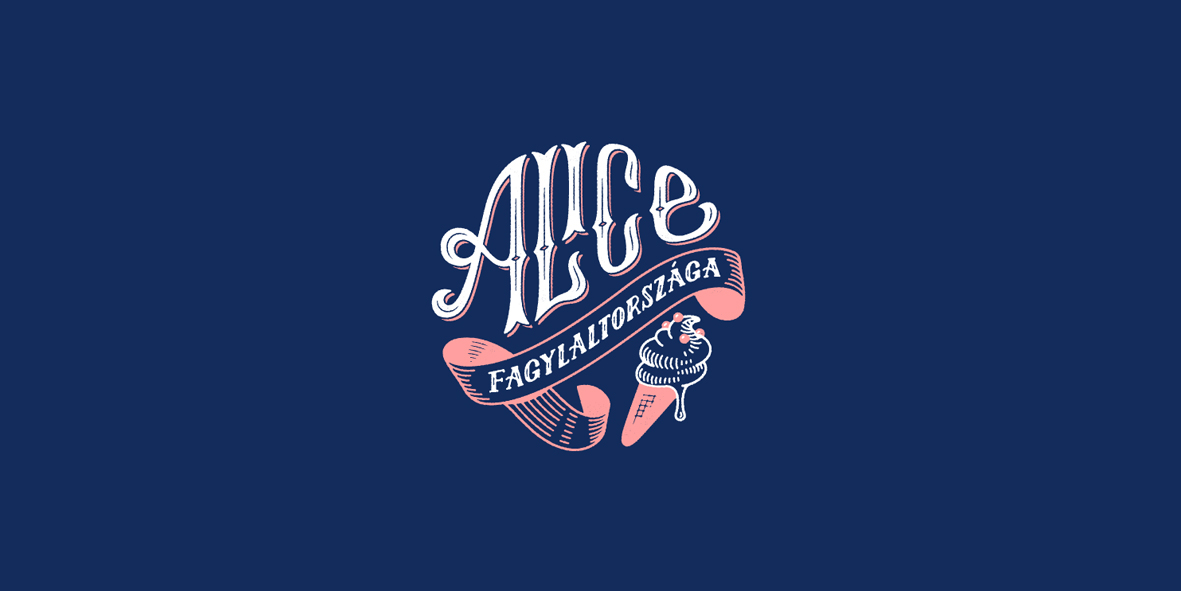 logo selection emblem alice barber yoghurt ice cream Thai restaurant Food  delivery product design identity