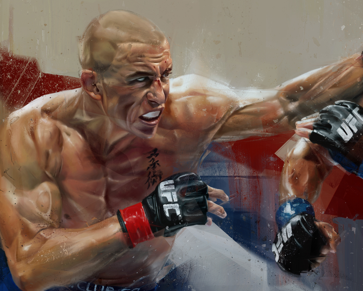 UFC portrait background color sport blood Fighter fight men
