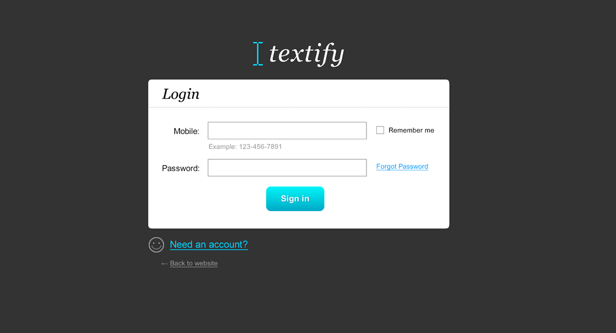 texting user Interface mobile Web application