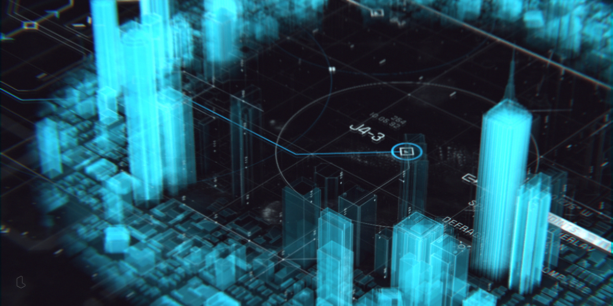 city holographic 3D GUI UI ux Interface minimal HUD futuristic scan