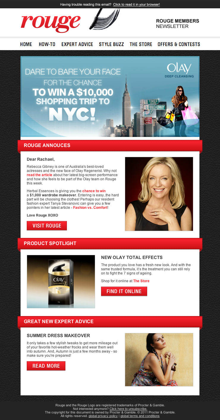 rouge  beauty lifestyle magazine Blog Online Advertising Email banner edm expert Website design creative colour animated