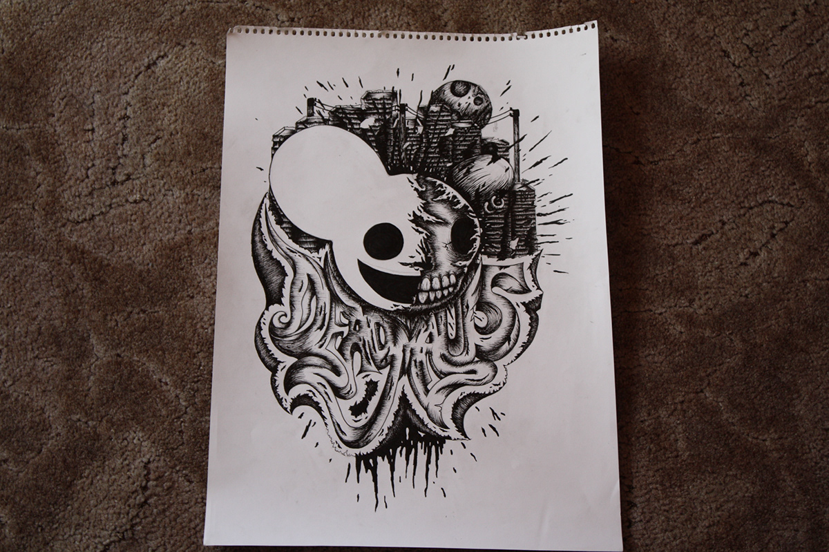deadmau5 ink drawing
