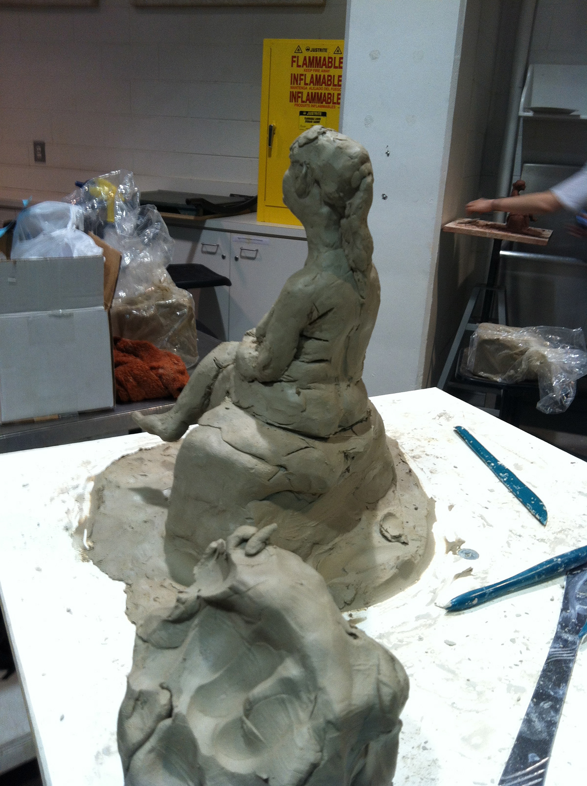 clay  figure  sculpture  sculpting  MODEL  nude  seated  sitting