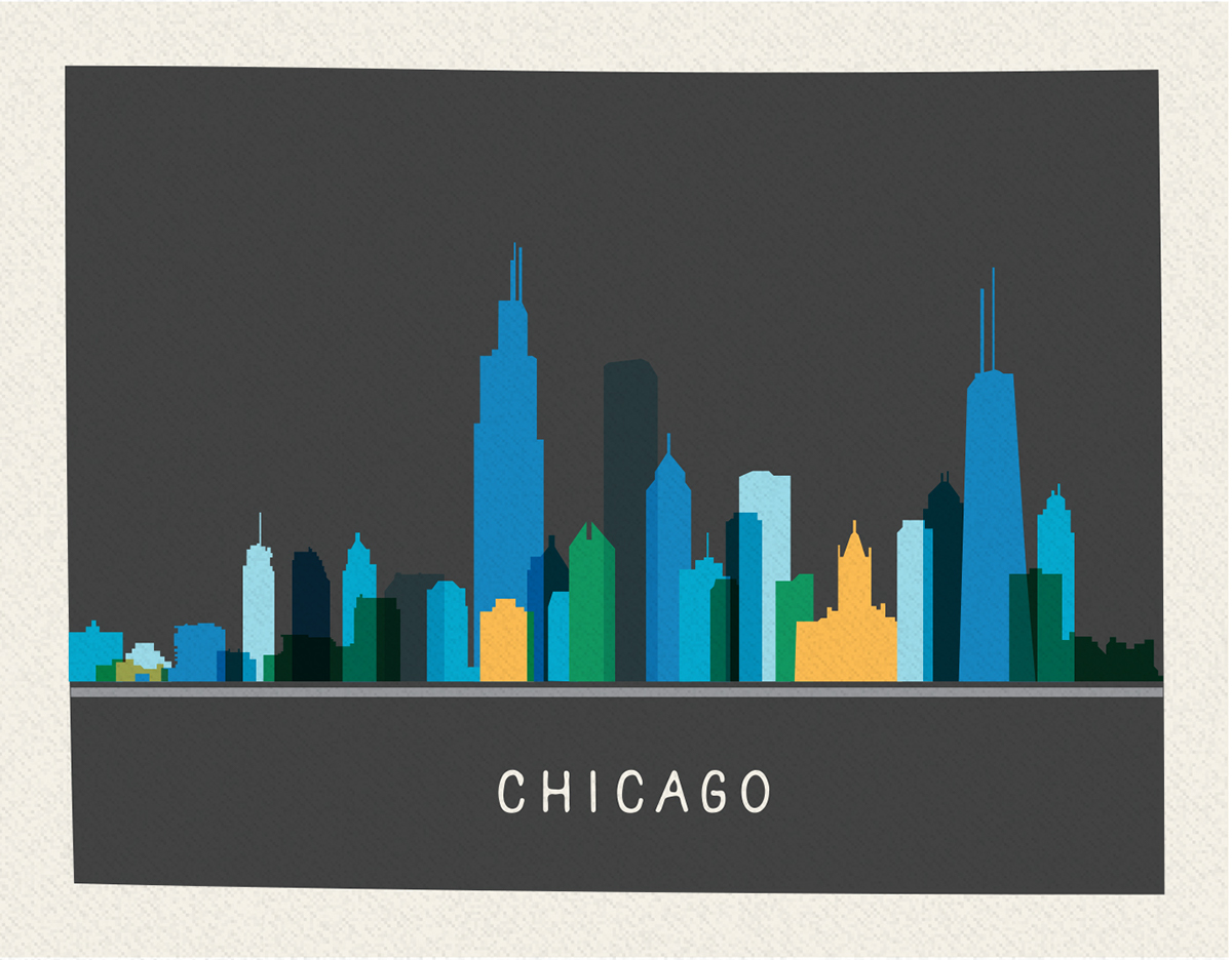 city Landscape geometric skyscrapers hometown Milwaukee lincoln chicago skyline Chalkboard