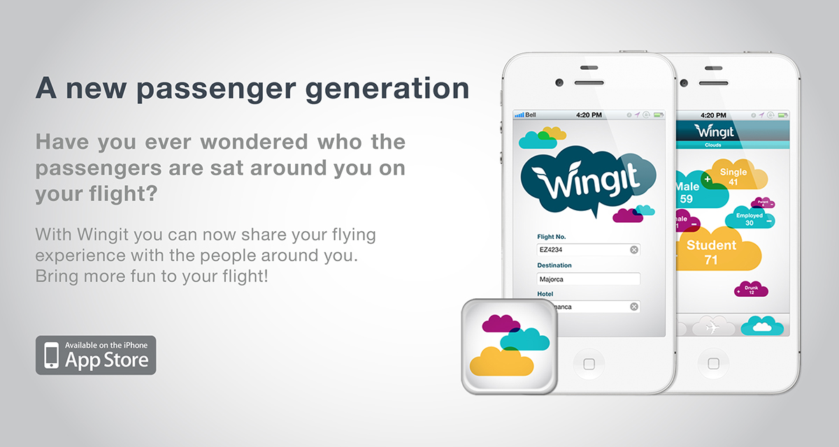 Wingit app inflight entertainment social network social networking Amy amy harmer interactive design app design