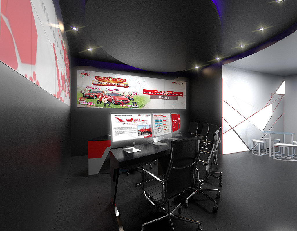 monitoring room meeting room Office interior design  telkomsel skech up vray 3d render concept EAMES