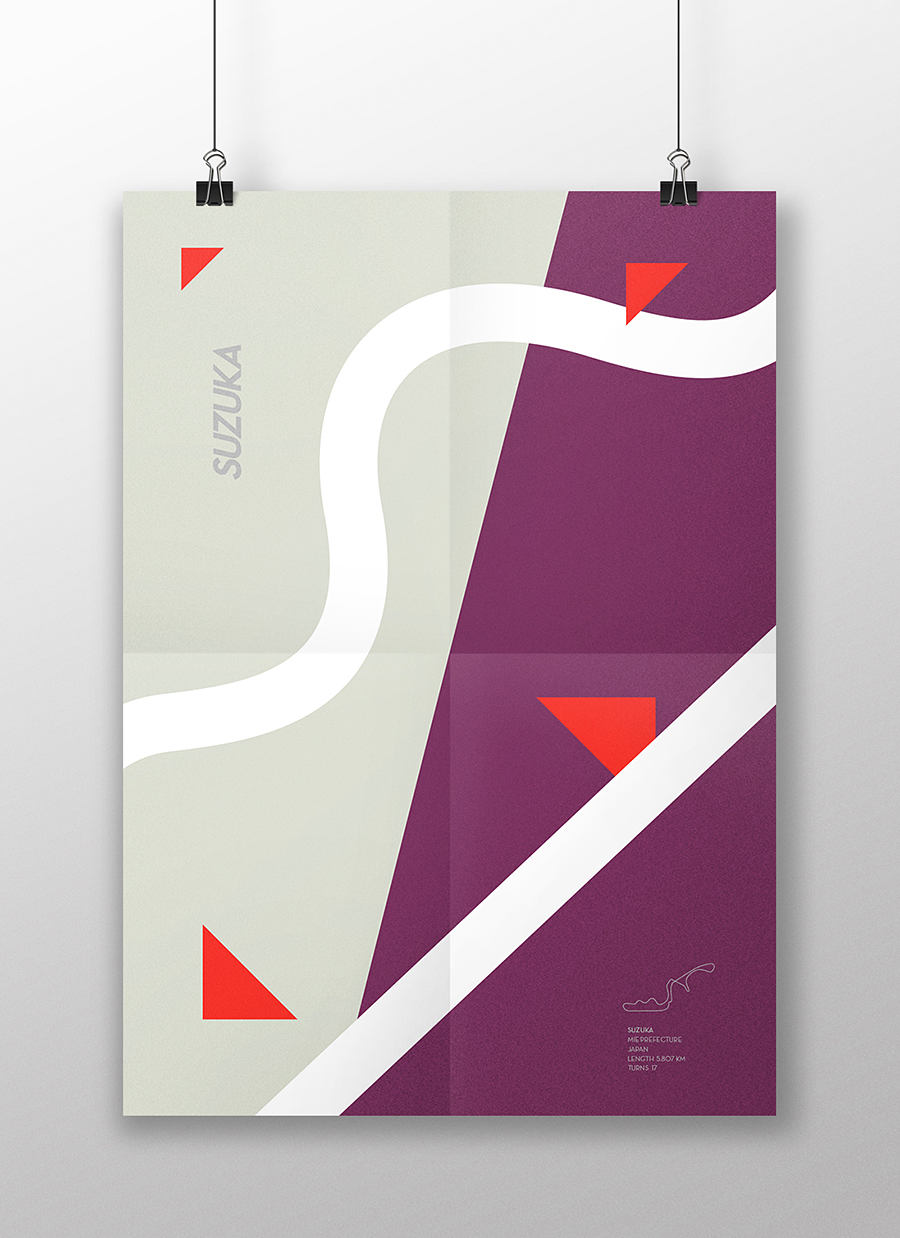 racetrack poster geometric abstract modern ricardo colombo design circuit rco