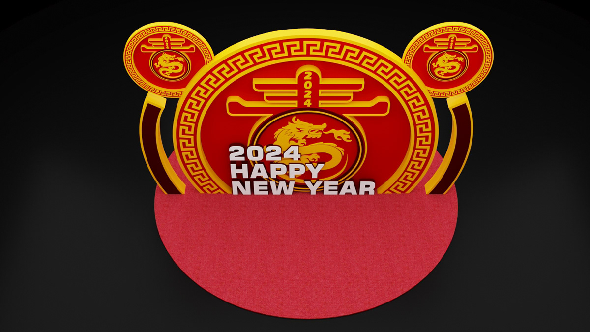 chinese new year Chinese New Year 2024 3ds max Render Event STAGE DESIGN Photobooth design 3d modeling