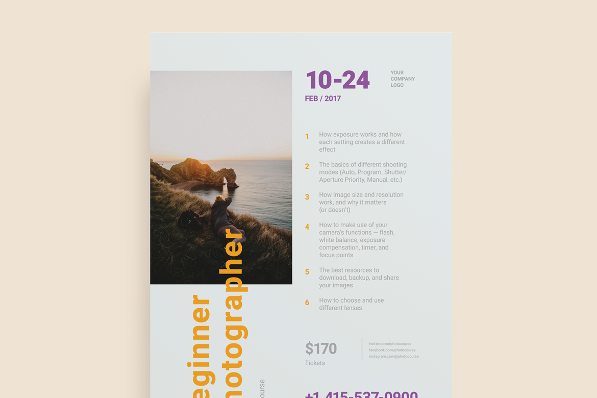 freebie free poster flyer template Event Invitation promo Education courses