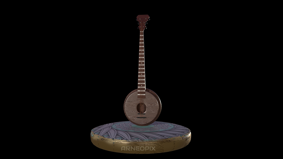 3D 3d modeling AmbientOcclusion guitar Maya Musical Instrument sitar sustance painter texturing wireframe