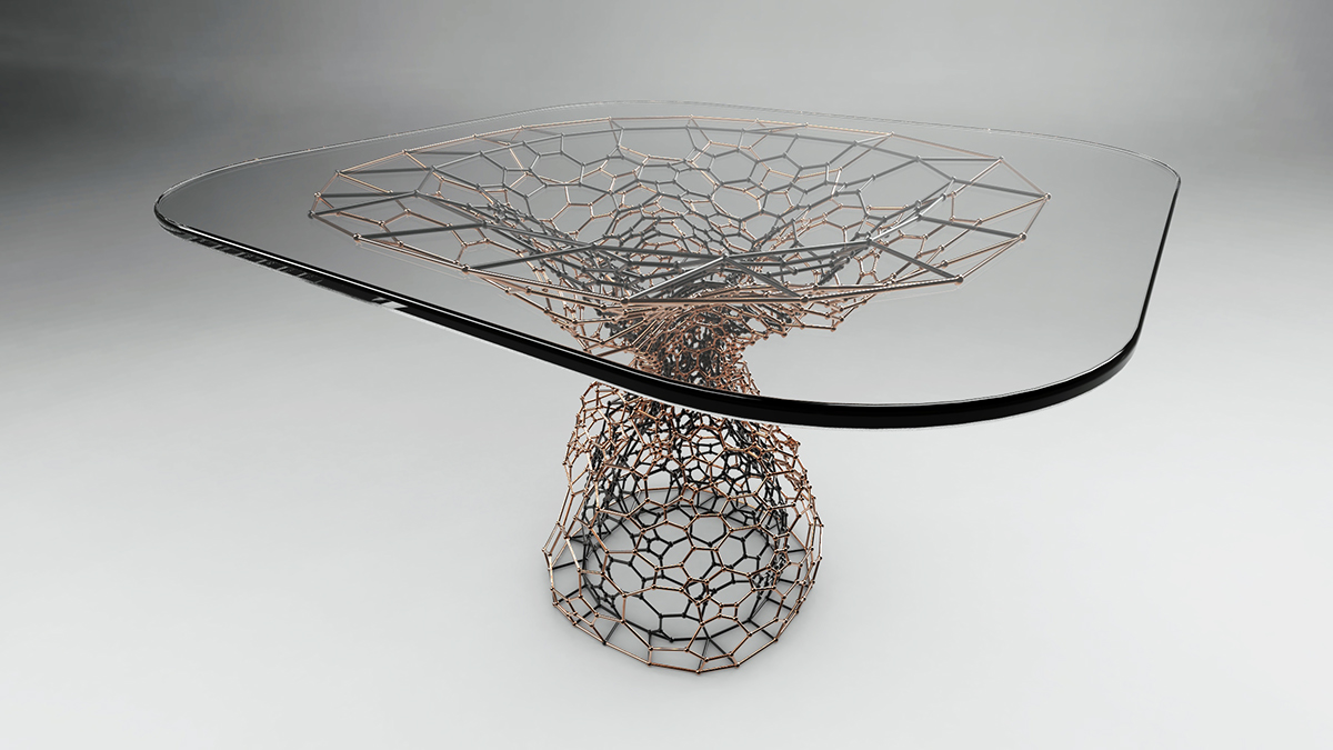 design voronoi Cell Coffee table copper metal