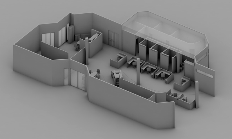 Office 3D rendering Render model c4d cinema 4d Office Building visualization arch visualization arch Renders Cubicles