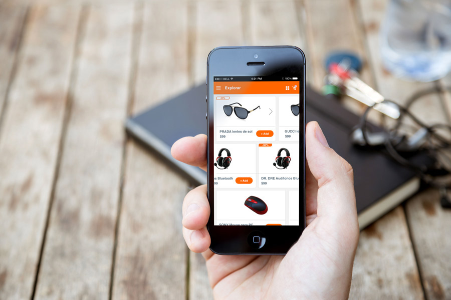 Web app ios Ecommerce e-commerce orange look design app design rocket linio