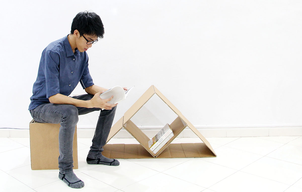 cardboard bookshelf cardboard design Behance eco design Collapsible