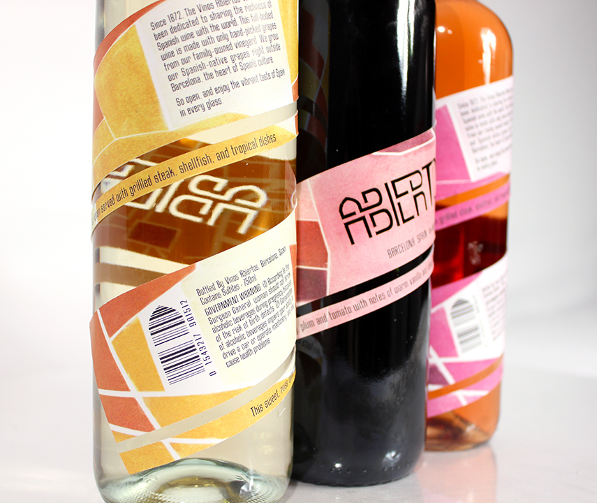 Label label design spain spanish barcelona pattern watercolor wine bottle design beverages
