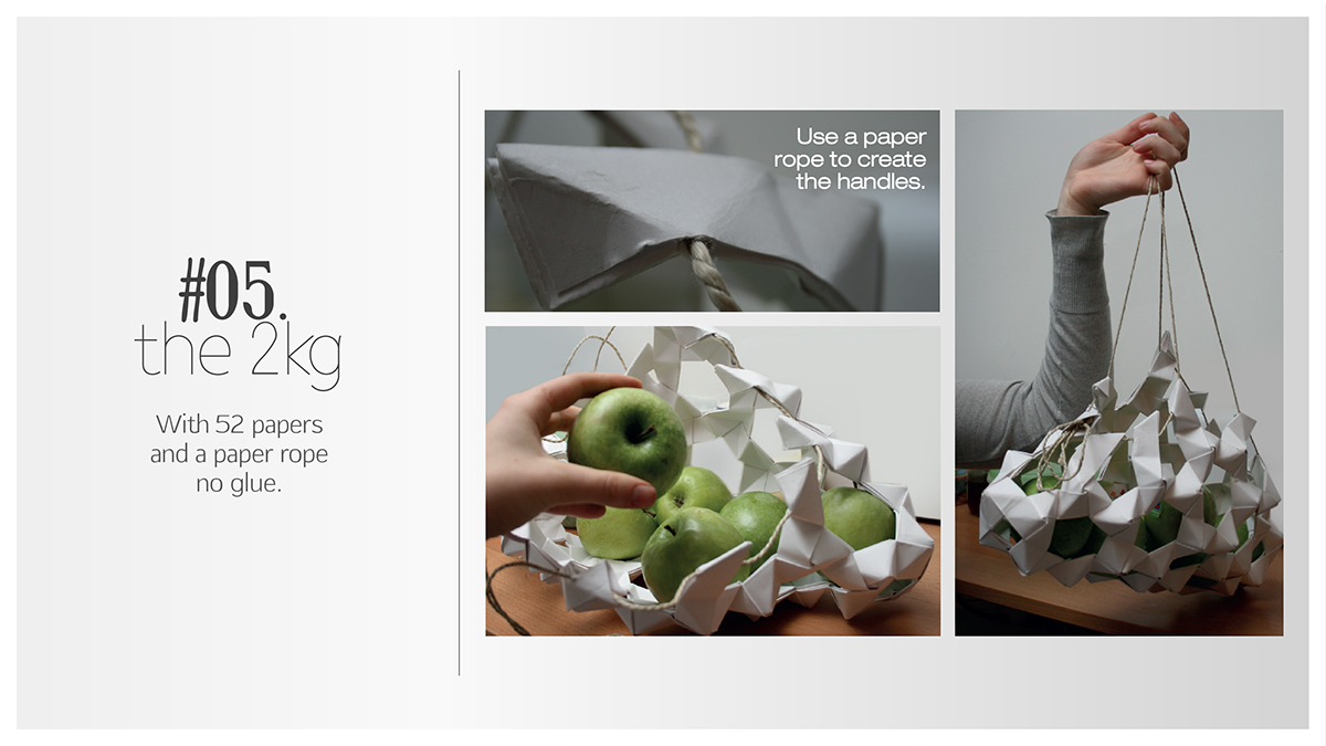 bag paper apple Fruit Carry paper bag origami  folding material expriment excercice fruit bag