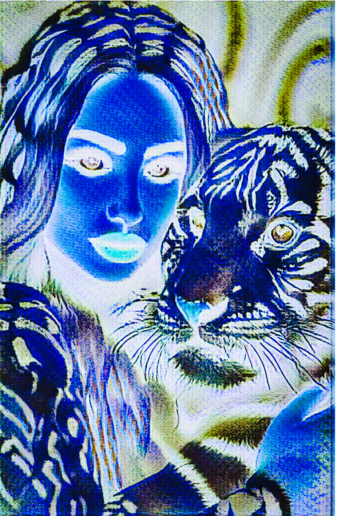 portrait tiger girl sketch ILLUSTRATION  hand drawing painting pencils handmade graphic design  eyes