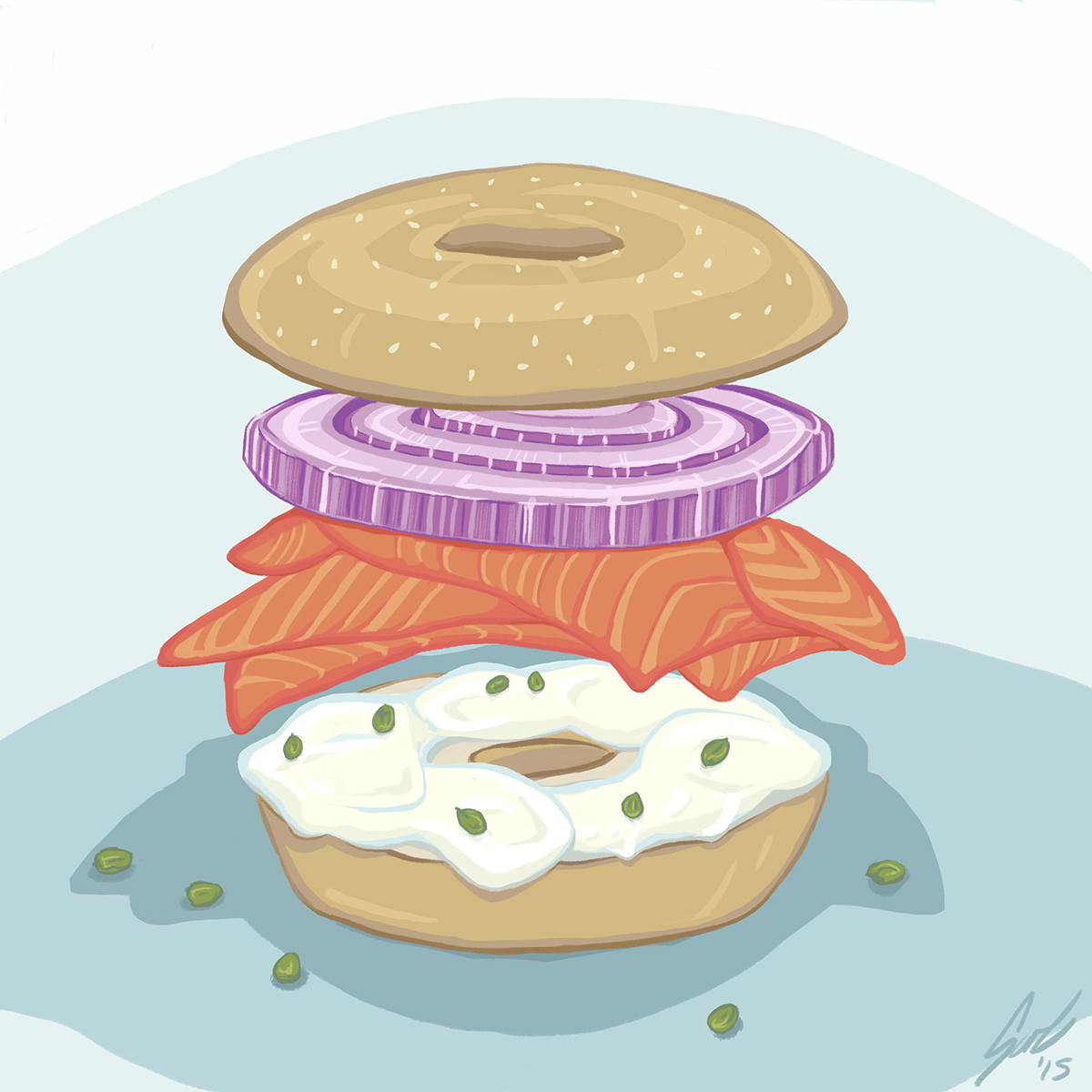 food ilustration sandwich digital painting edible illustration photoshop
