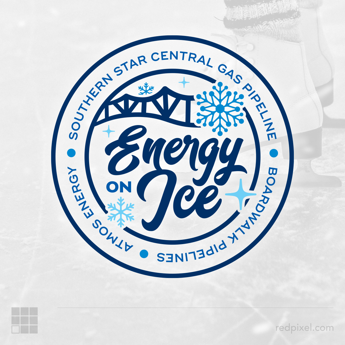 bridge Ice Rink Logo Design logos Logotype snowflake typography   Winter logo