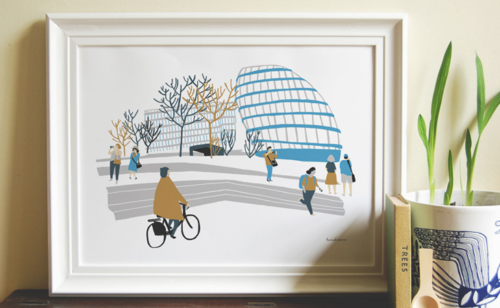 London prints Cycling Cities bikes buildings souvenier gift