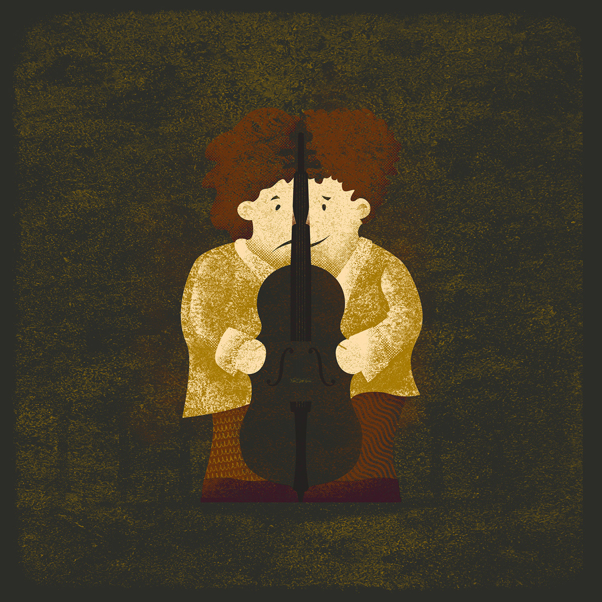 Occupational conversation illustration series featuring cellists