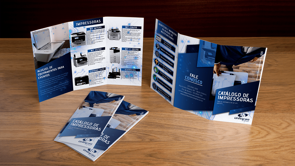 brochure catalogo folder graphic design  impressora institucional print tecnology tri-fold trifold
