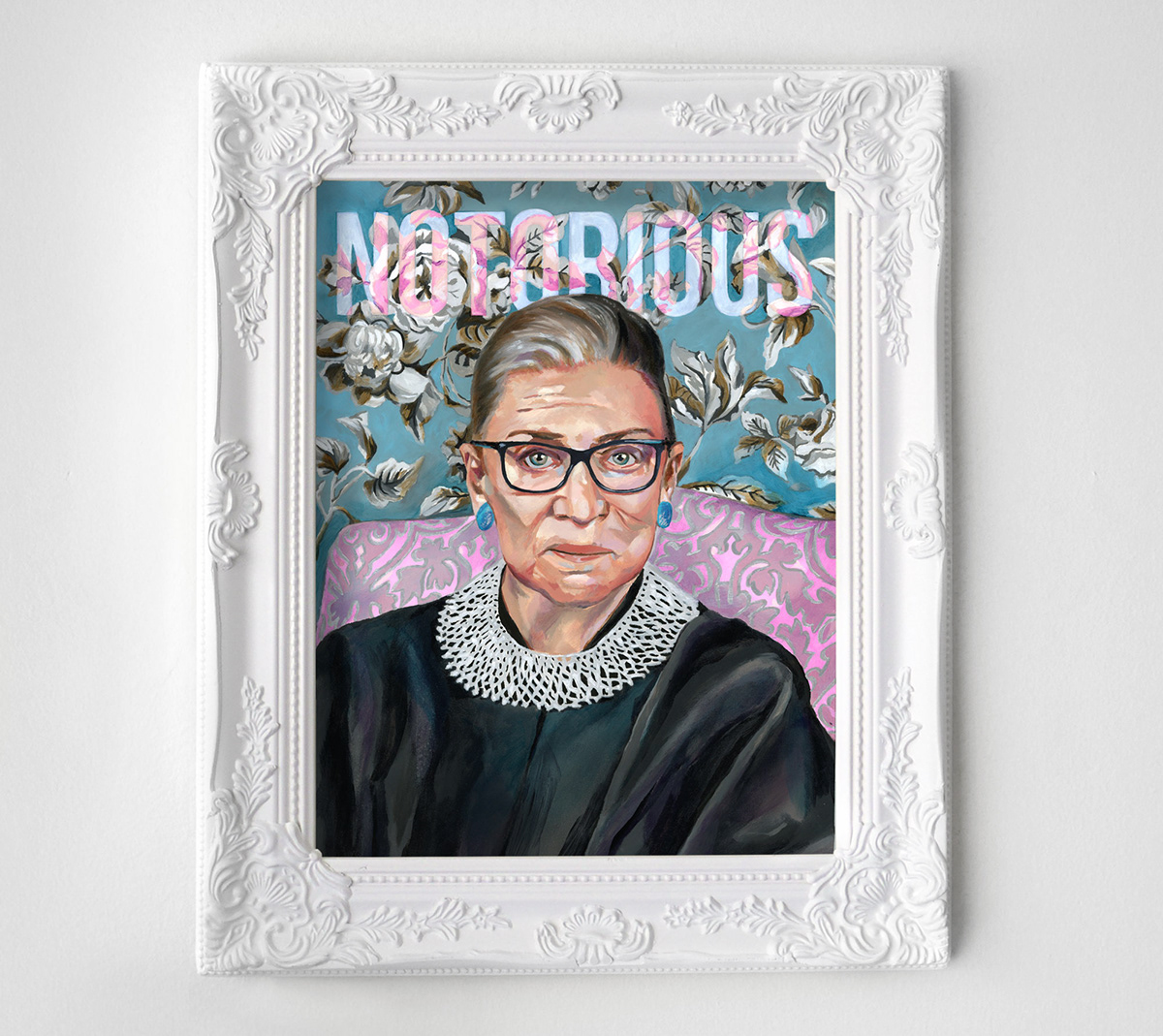 RBG Ruth Bader Ginsburg notorious rbg Oil Painting portrait floral heather ...