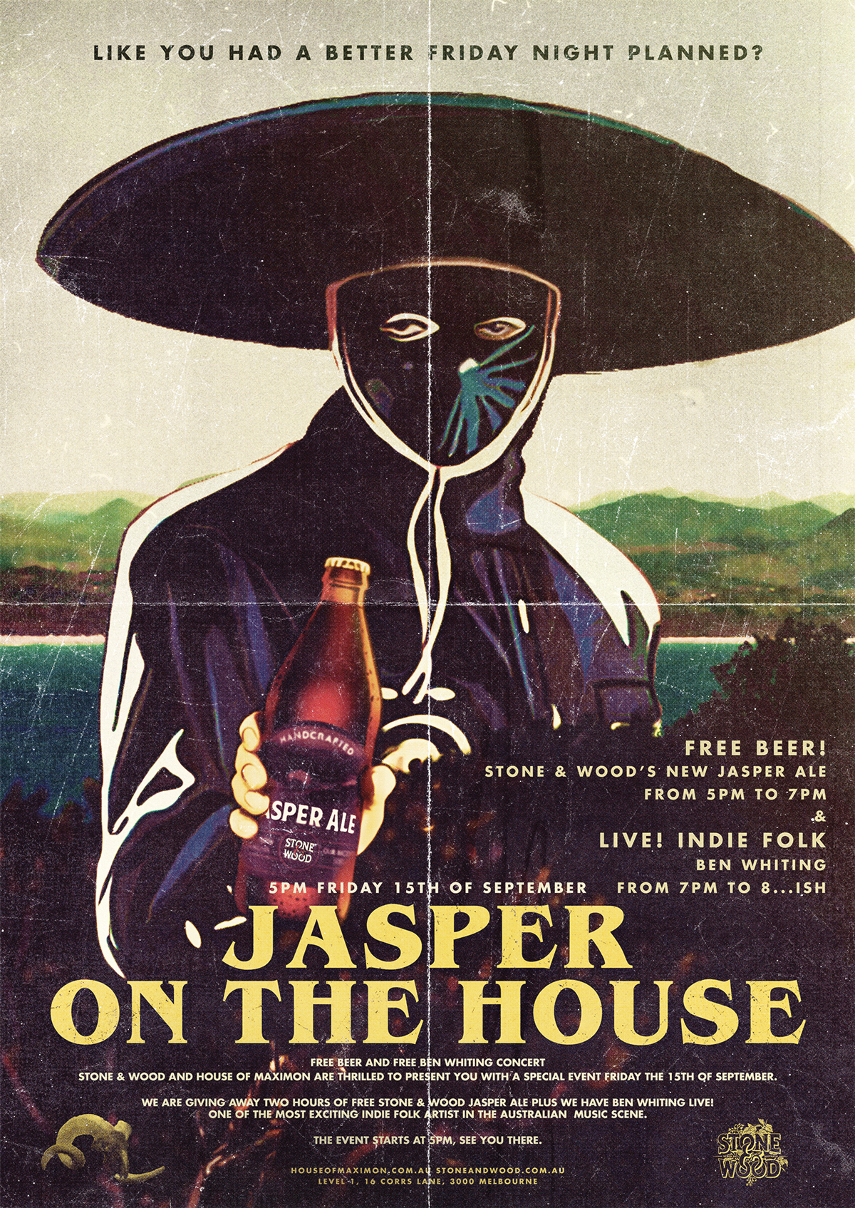 poster design indie folk stone and wood jaspe ale ben whiting house of maximon obi sims Melbourne