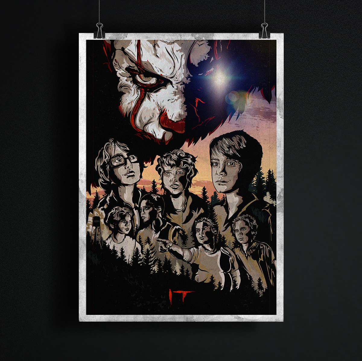 Stephen King IT pennywise ILLUSTRATION  digital illustration Cinema Film   horror movie poster composition