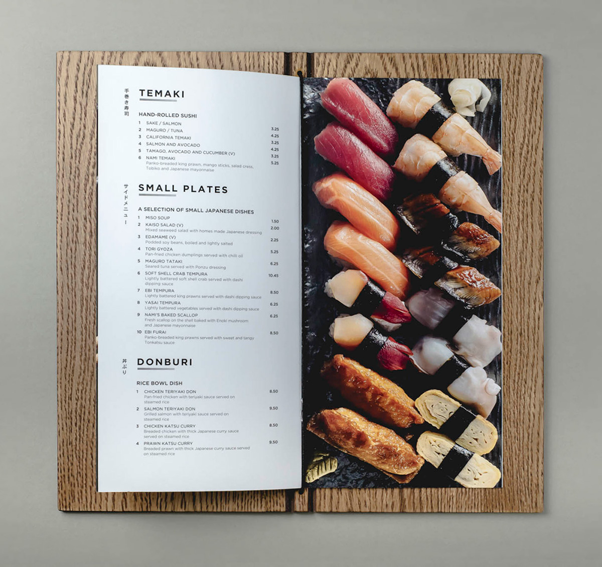 menu restaurant Sushi japanese senso Food  engraved Wood Menu chopsticks