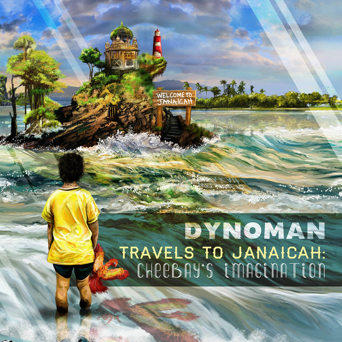 dynoman album art artrage Travel Imagine dream surreal Tunes world mind dreams clouds water beach