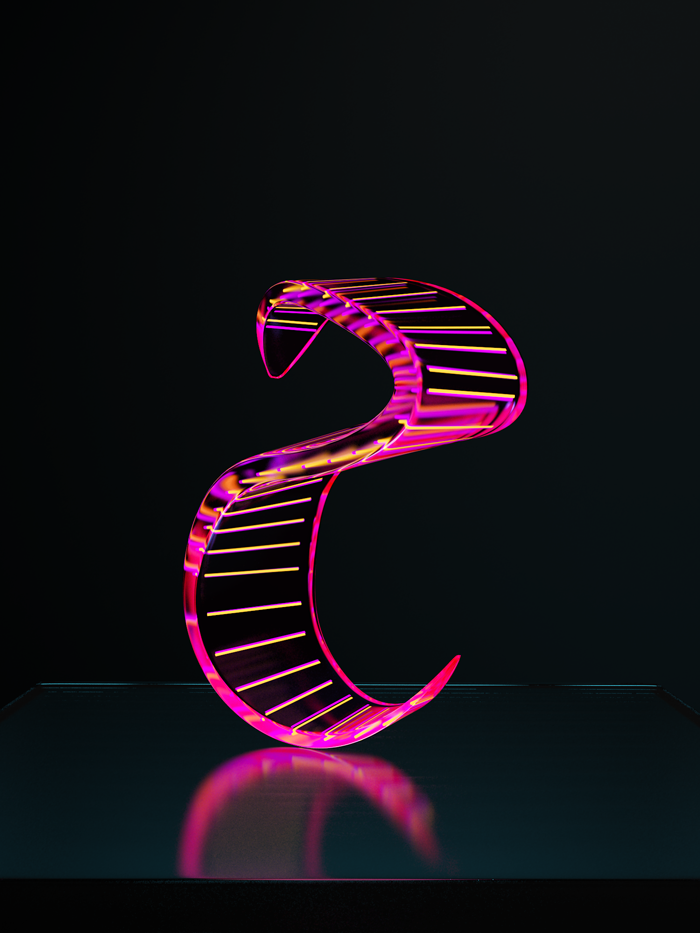 3D type stroke arabic letters light