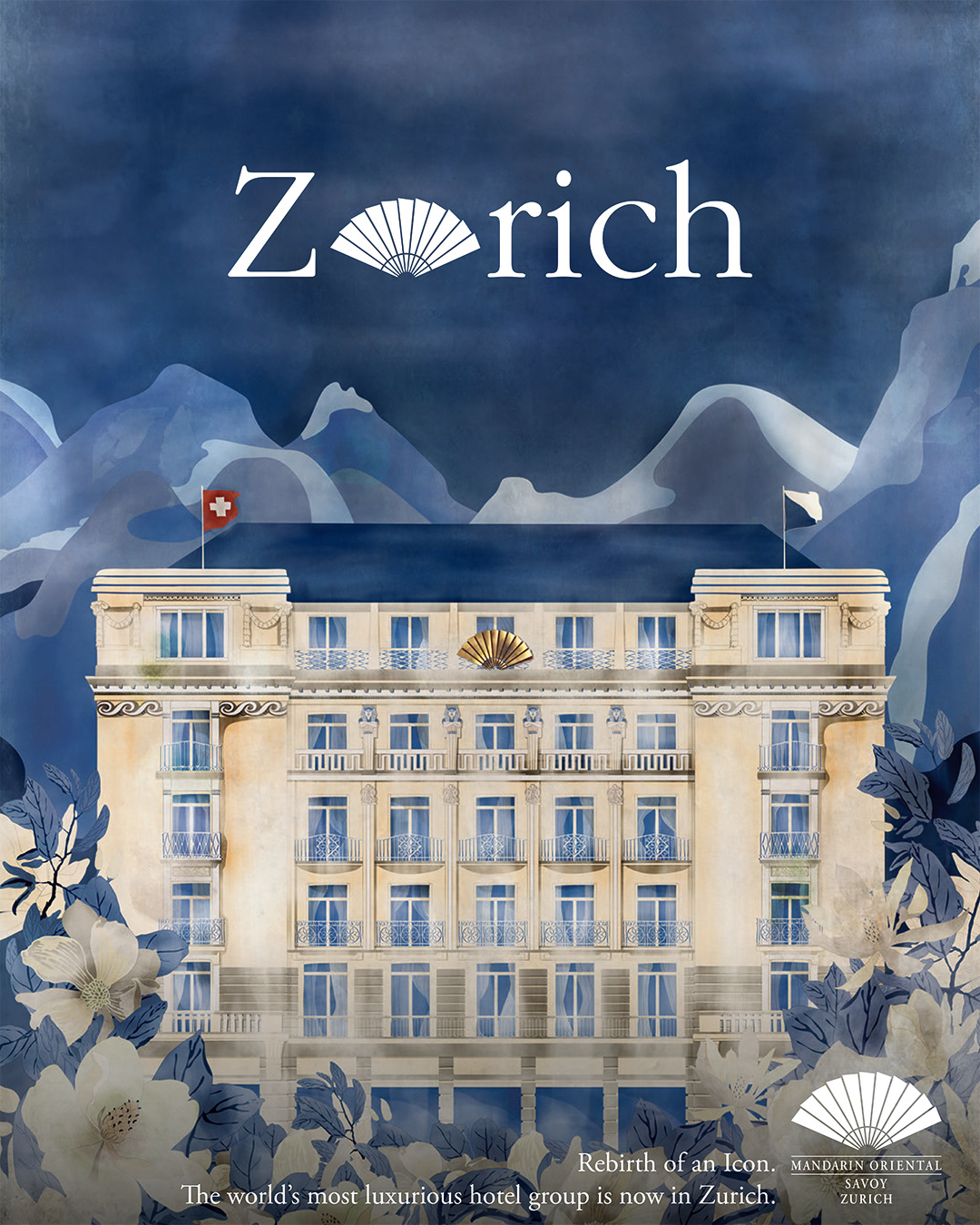 architecture Retro vintage Advertising  Zurich luxury hotel Travel Mandarinoriental grandhotel