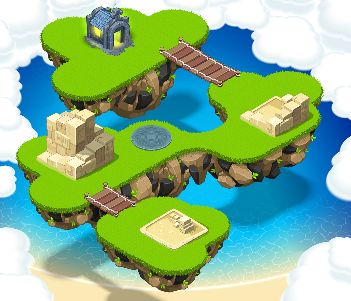 vector tile design islands game map