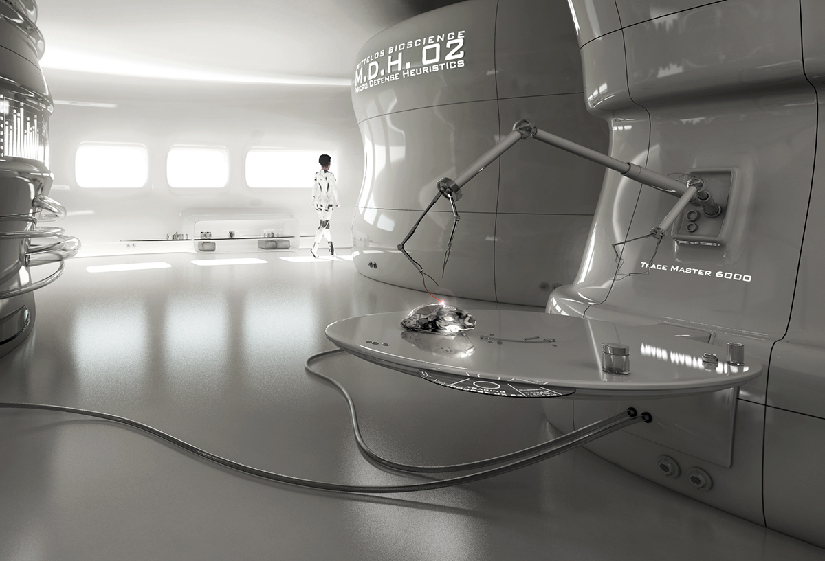 bio research laboratory futuristic 3D Bioscience science fiction