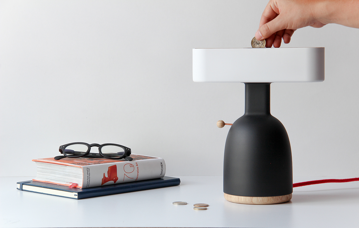 Lighting Design  product design  interactive design money Lamp 3d printed PLA coin lampara diseño interactivo