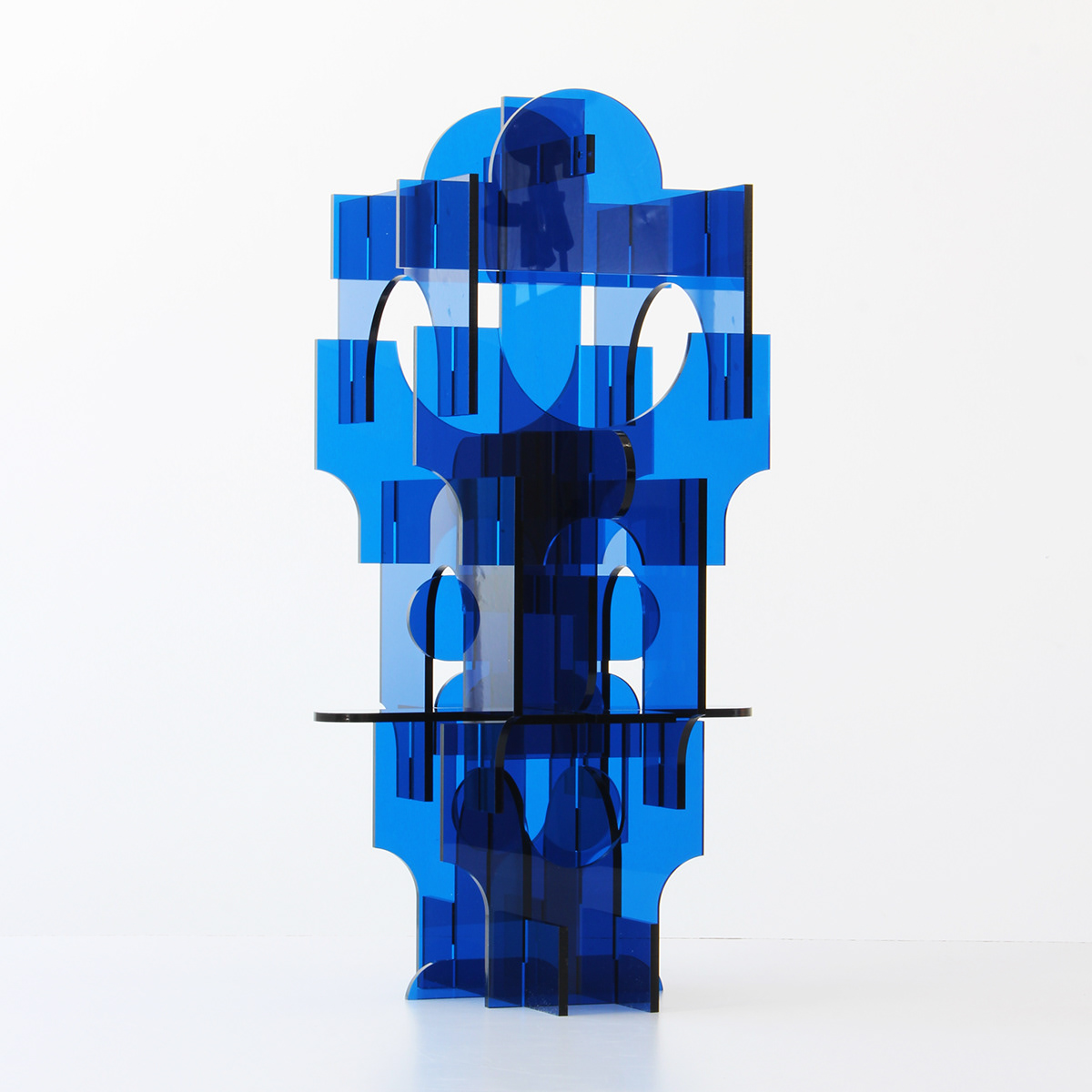 acrylic architectural Assemblage blue plexi PLEXIGLAS sculpture tower transparent