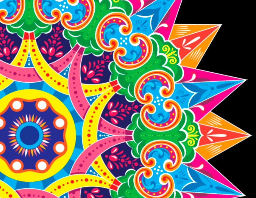 Costa Rica  carreta tipica trazos pincel ilustrador Flores rueda geometria