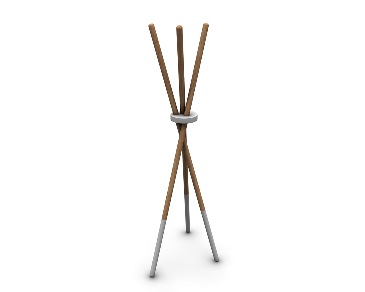 wood hanger porte manteau White mikado furniture design ecodesign écoconception