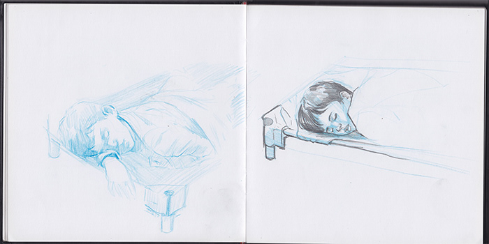 sketch boy girl sleeping sleep pen ink baby children