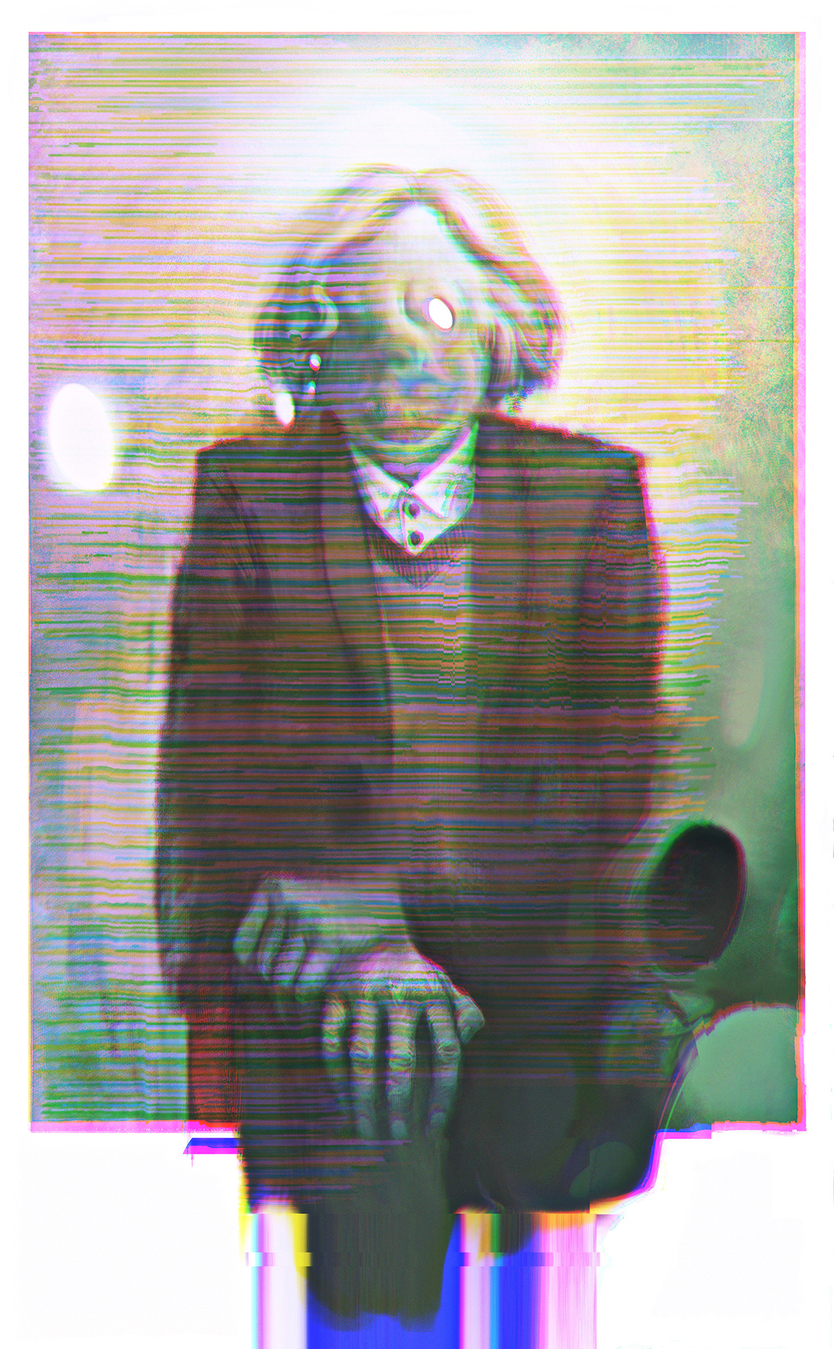 #art Glitch glitched colorful digital corrupt datamashing portrait surreal old man hands realistic