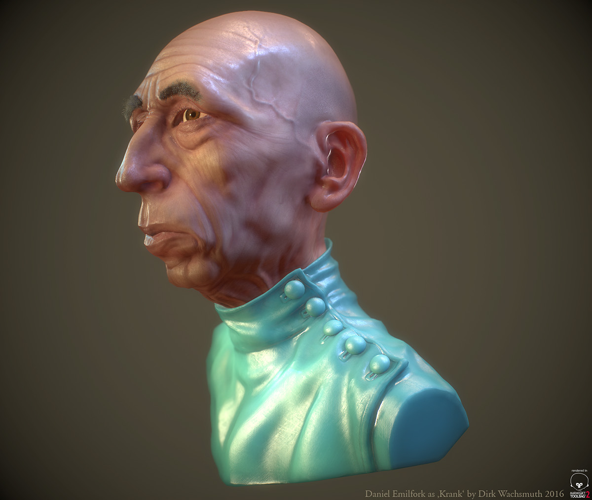 Daniel Emilfork the City of lost children realtime Character 3D sculpting  sculpture Zbrush portrait